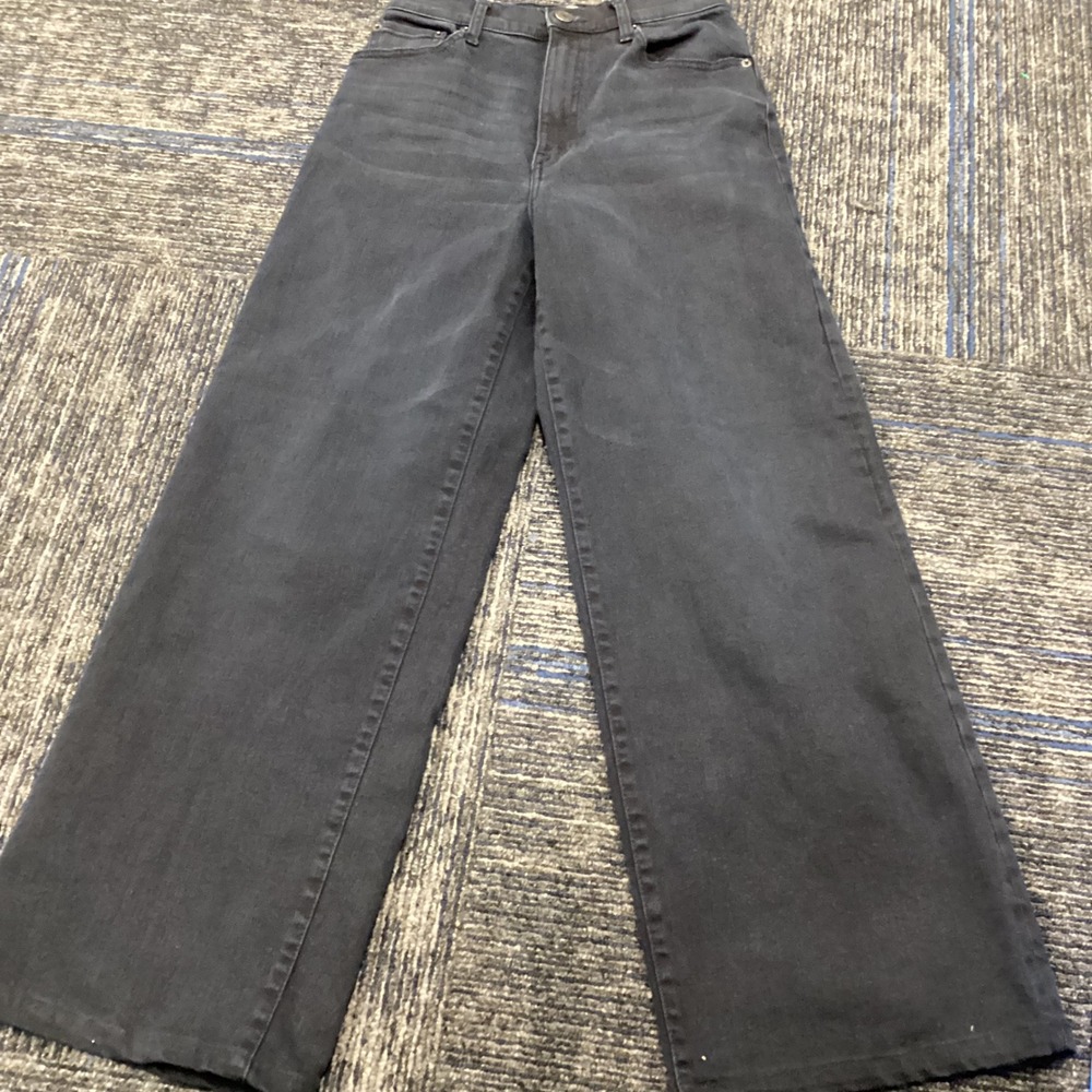The Drop Womens High Rise Wide Leg Jeans Washed Black Denim Size 26 Relaxed Fit